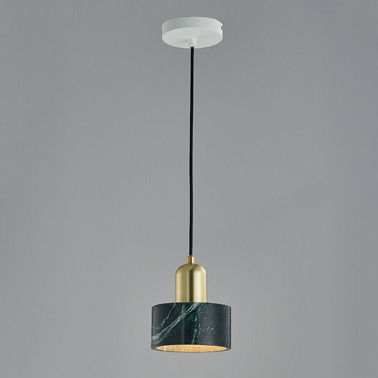 Brass Finish Small Pendant Light Nordic 1-Bulb Marble Suspension Lamp for Bedroom