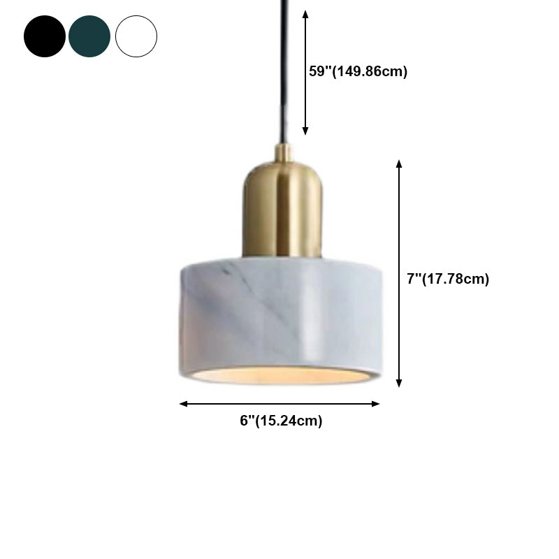 Brass Finish Small Pendant Light Nordic 1-Bulb Marble Suspension Lamp for Bedroom