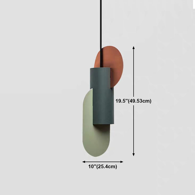 Geometric Cafe Pendant Light Metal Metal 1-Light Macaron Style Drop Lampe en vert-rose-rose