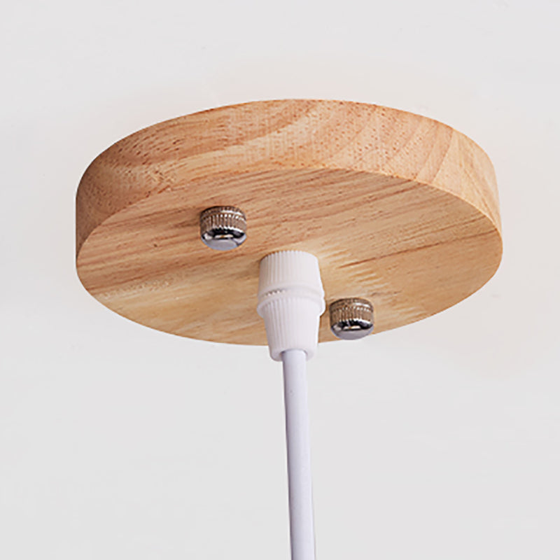 Artistic Shell Suspension Lamp Minimalist Natural Wood 1 Bulb Staircase Pendant Light