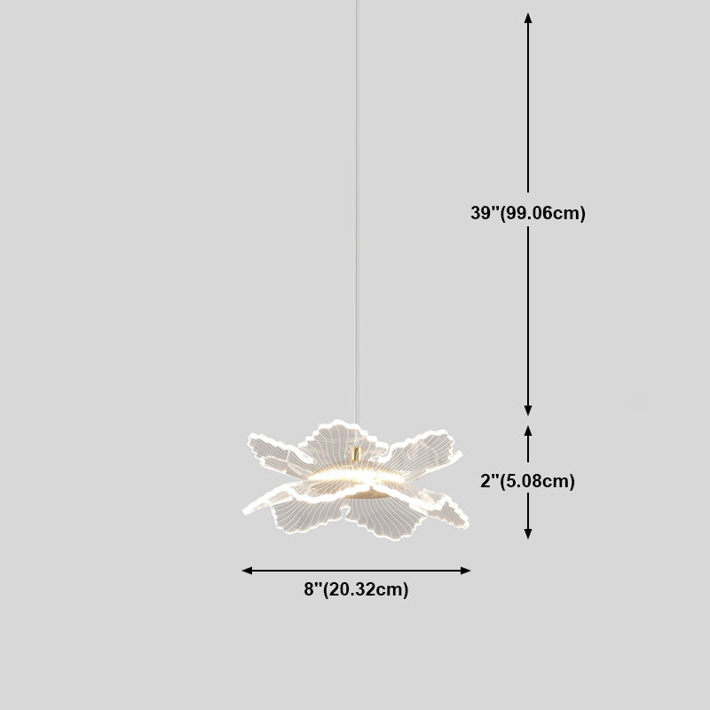 Acrylic Floral Pendant Lighting Modern LED Gold Hanging Lamp for Dining Room