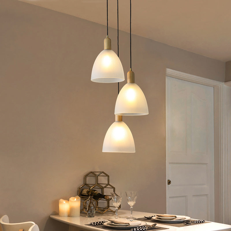Modern Minimalist Glass Hanging Light Wooden Pendant Lighting Fixture for Sitting Room