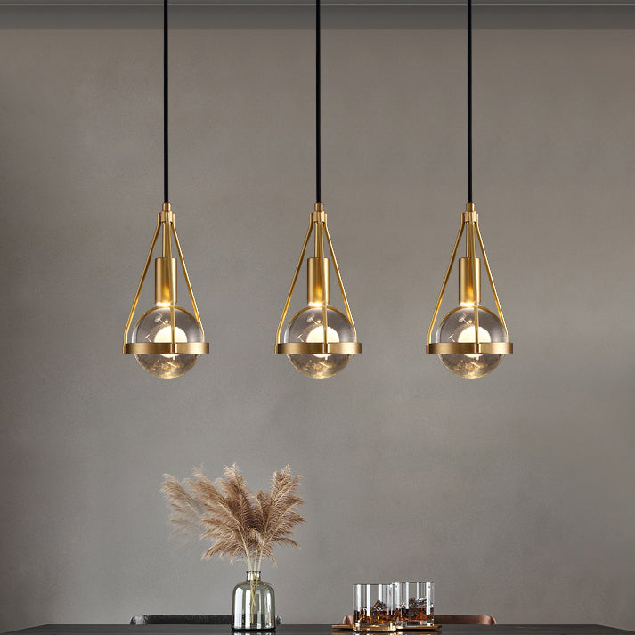 Luz colgante contemporánea Fixtura de iluminación de colgante de cristal simple para sala de estar