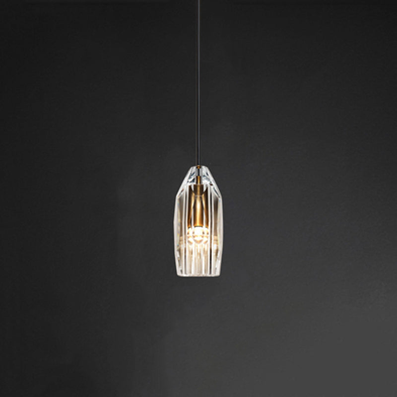 Luz colgante contemporánea Fixtura de iluminación de colgante de cristal simple para sala de estar