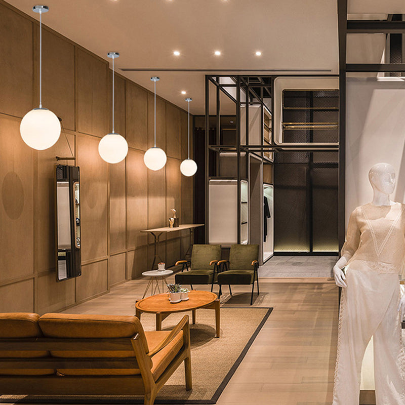 Ball Hanging Lights Industrial Style Glass 1 Light Pendant Light Kit in White