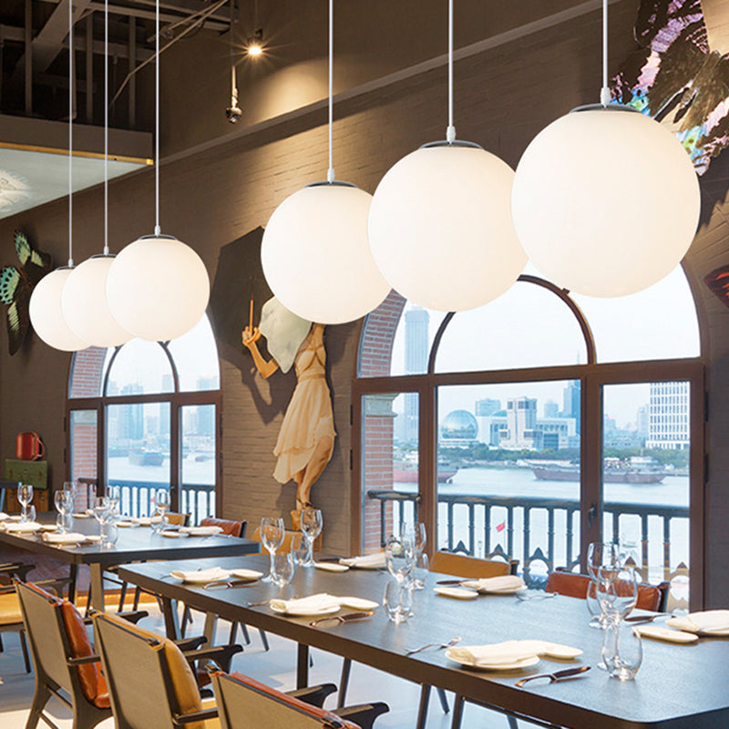 Ball Hanging Lights Industrial Style Glass 1 Light Pendant Light Kit in White