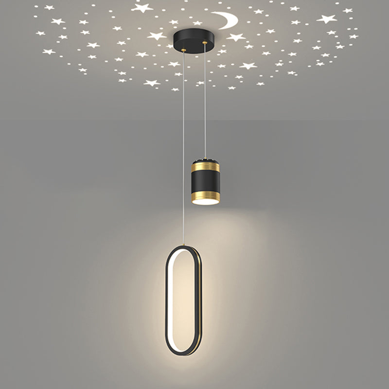 Metal Geometric Pendant Light Modern 2 Lights LED Hanging Pendant for Living Room