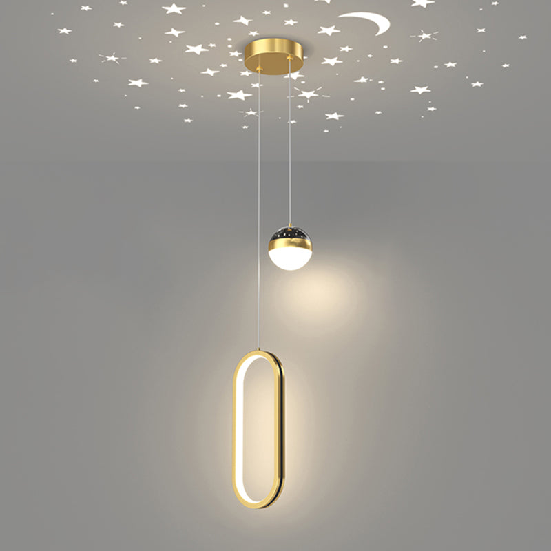 Metal Geometric Pendant Light Modern 2 Lights LED Hanging Pendant for Living Room