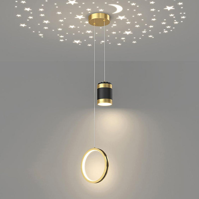 Metal Geometric Pendant Light Modern 2 Lights LED Hanging Pendant for Living Room