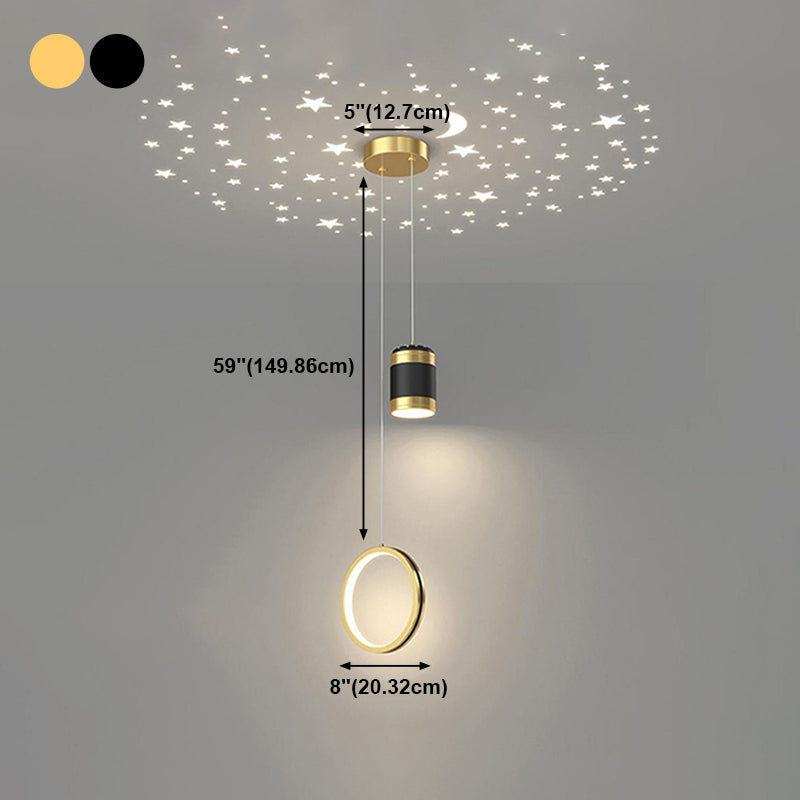 Metal Geometric Pendant Light Modern 2 Lights LED Hanging Pendant for Living Room