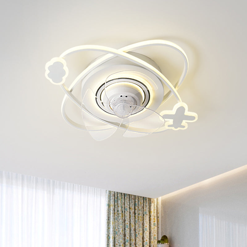 Ventilateur de plafond Light Milmalist Metal Kids Bedroom LED près du plafond lampe