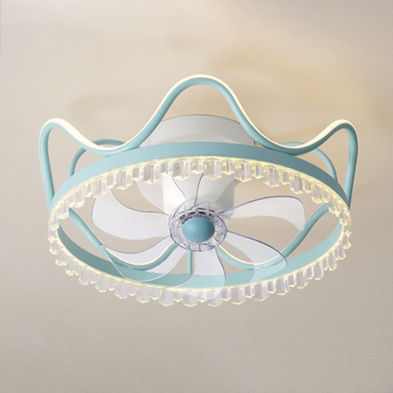 Modern Style Crown Shape Ceiling Fan Lights Metal 2 Light LED Flush Lights