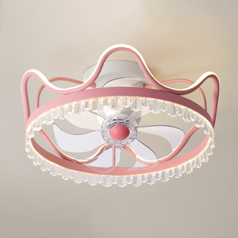 Modern Style Crown Shape Ceiling Fan Lights Metal 2 Light LED Flush Lights