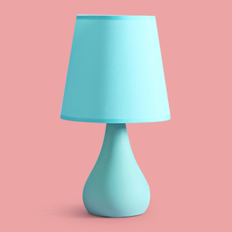 Macaron Cone Shape Table Light Fabric Bedroom Night Table Lamp