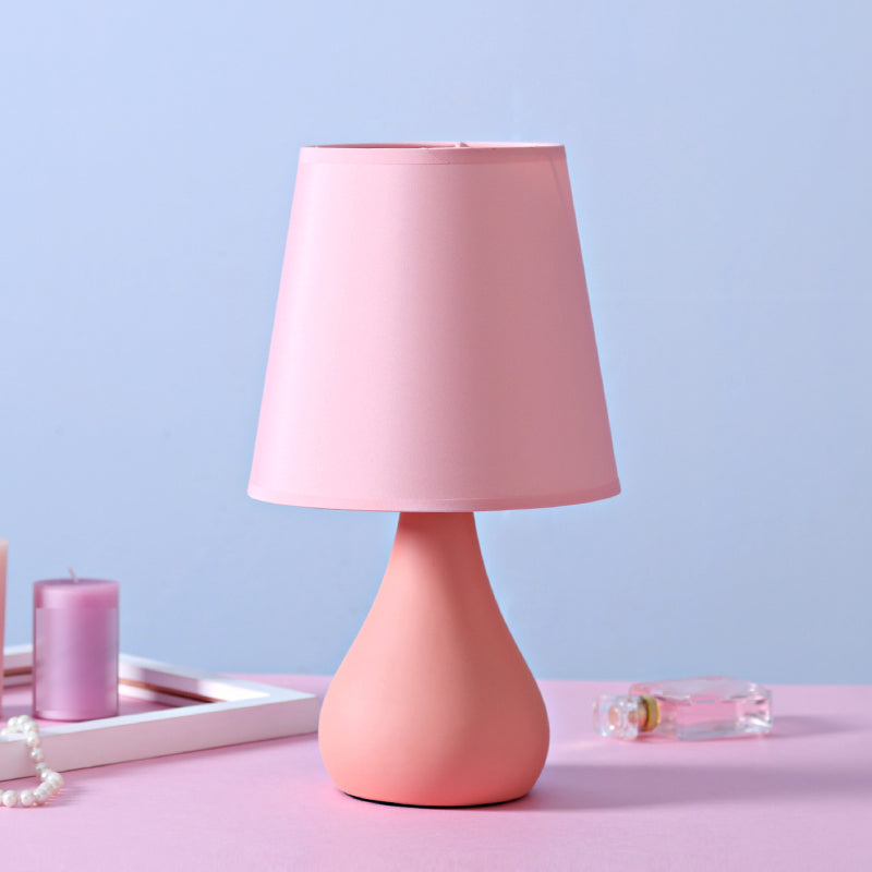 Macaron Cone Shape Table Light Fabric Bedroom Night Table Lamp