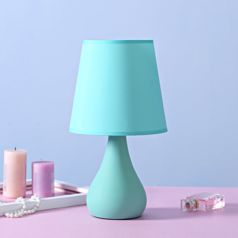 Macaron Cone Shape Table Light Fabric Bedroom Night Table Lamp