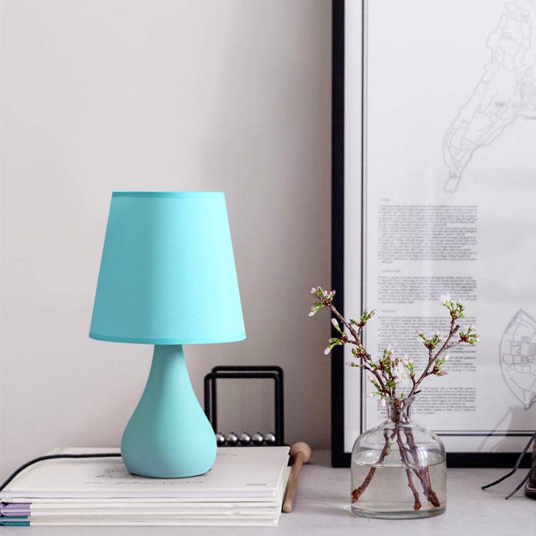 Macaron Cone Shape Table Light Fabric Bedroom Night Table Lamp