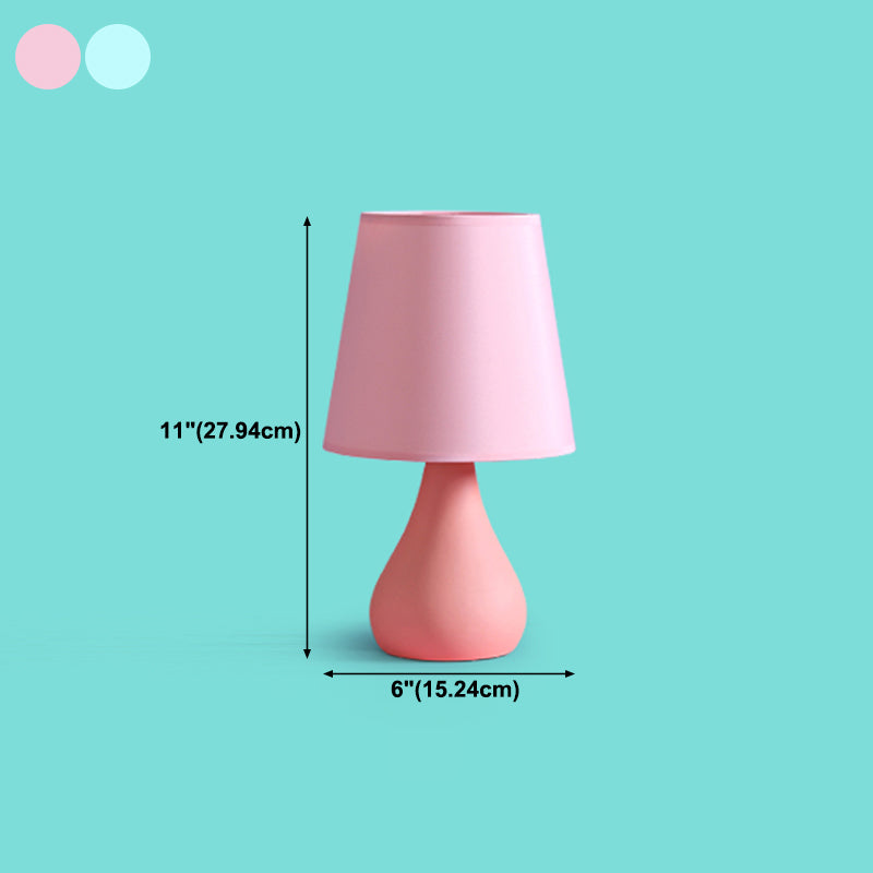 Macaron Cone Shape Table Light Fabric Bedroom Night Table Lamp