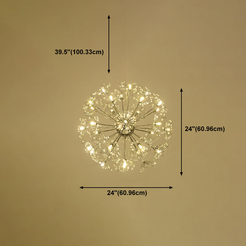 Modern Style Chandelier Light Crystal Sphere Multi Head Pendant Light for Living Room