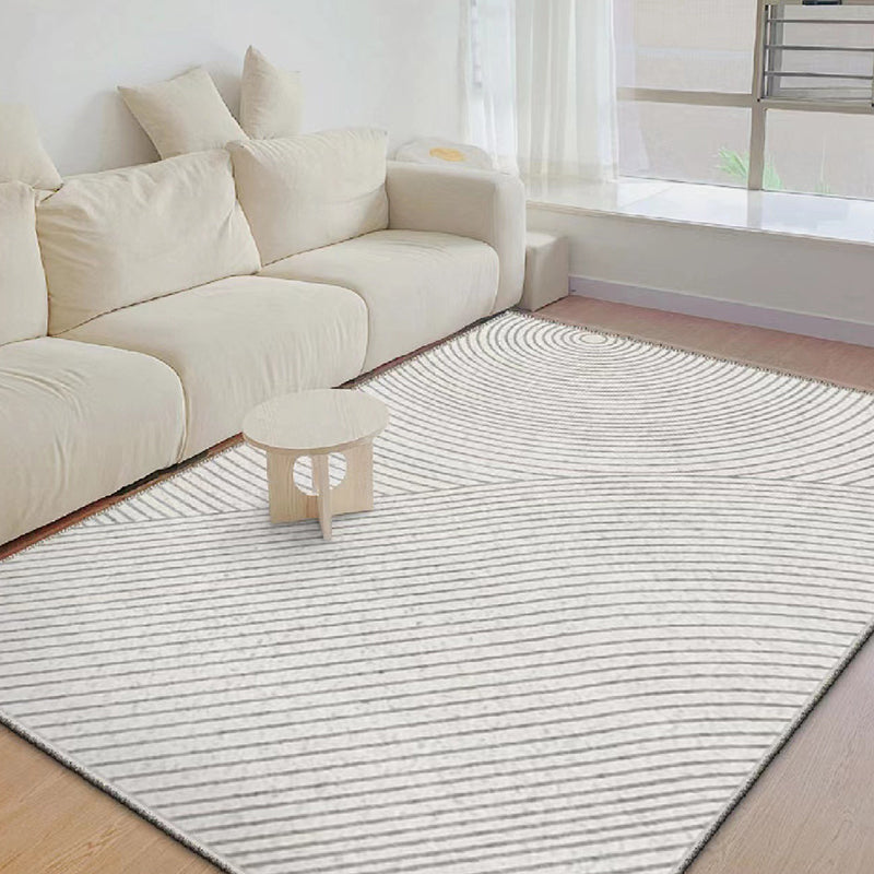 Light Grey Modern Rug Polyester Line Indoor Rug Stain Resistant Rug for Home Decor