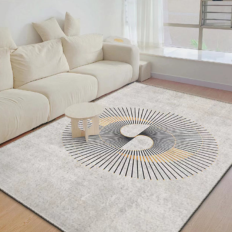 Hellgrau moderner Teppich Polyester Linie Innenteppich Fleckenfestem Teppich für Wohnkultur