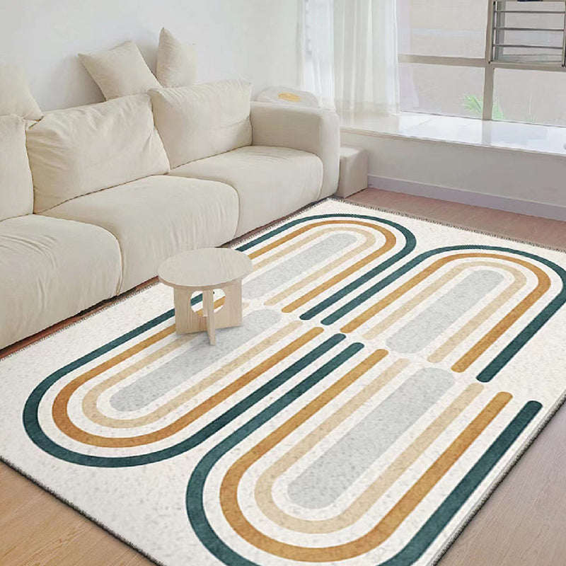 Hellgrau moderner Teppich Polyester Linie Innenteppich Fleckenfestem Teppich für Wohnkultur