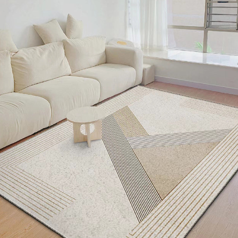 Light Grey Modern Rug Polyester Line Indoor Rug Stain Resistant Rug for Home Decor