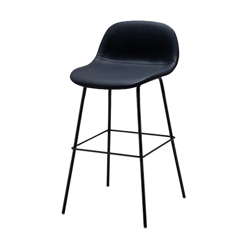 Taburete contemporáneo de la barra de mostrador taburete de respaldo de cuero con reposapiés