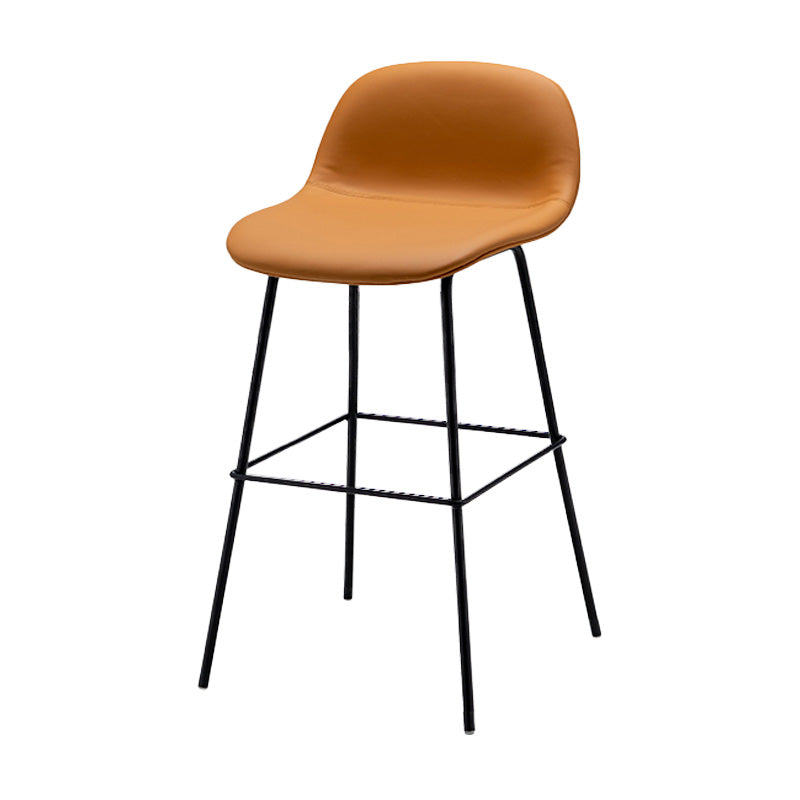 Taburete contemporáneo de la barra de mostrador taburete de respaldo de cuero con reposapiés
