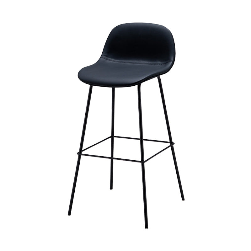 Taburete contemporáneo de la barra de mostrador taburete de respaldo de cuero con reposapiés