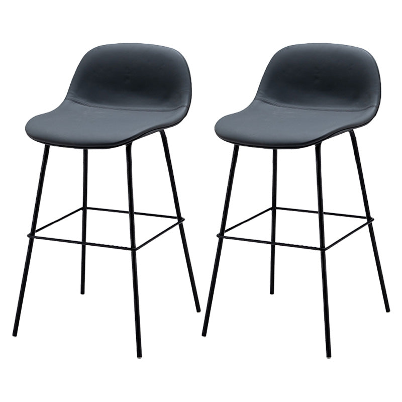 Taburete contemporáneo de la barra de mostrador taburete de respaldo de cuero con reposapiés