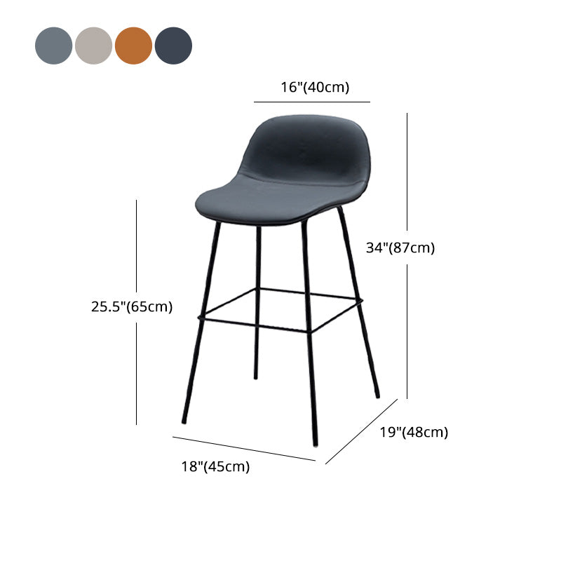 Taburete contemporáneo de la barra de mostrador taburete de respaldo de cuero con reposapiés