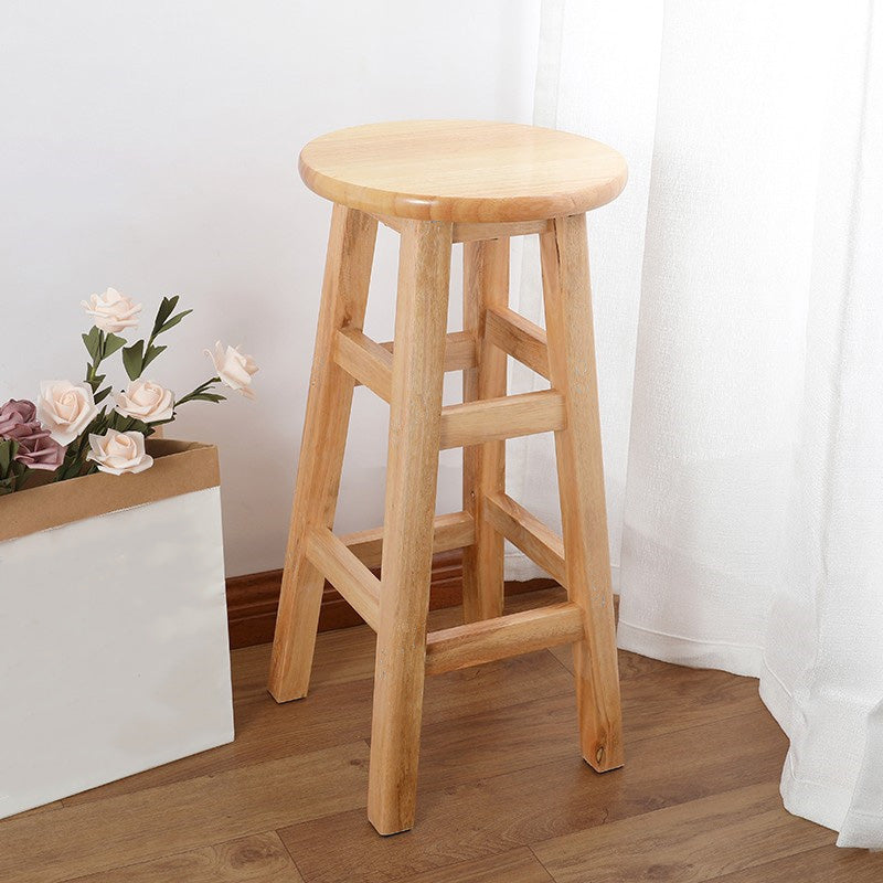 Sgabello da bar in legno moderno a bracciale con sedile in legno e pedale