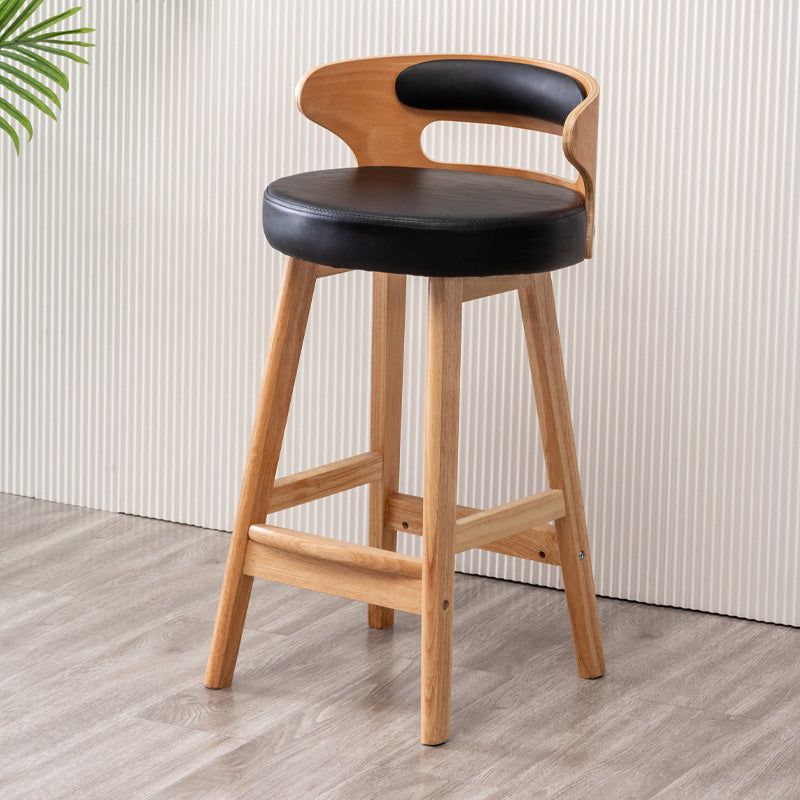 Contemporary Leather Solid Wood Barstools Bristol Bar Stool with Footrest and Low Back