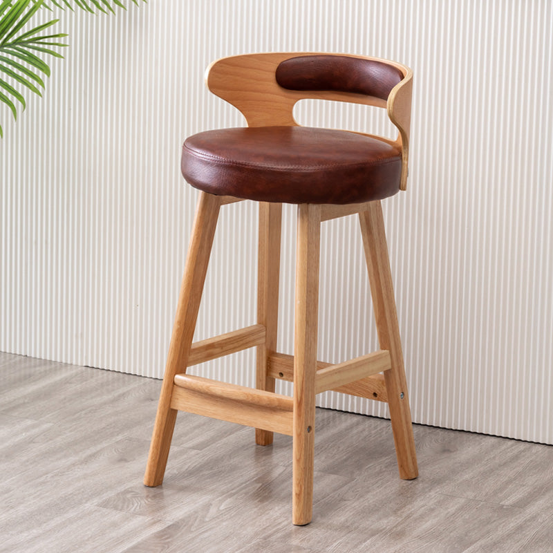 Contemporary Leather Solid Wood Barstools Bristol Bar Stool with Footrest and Low Back