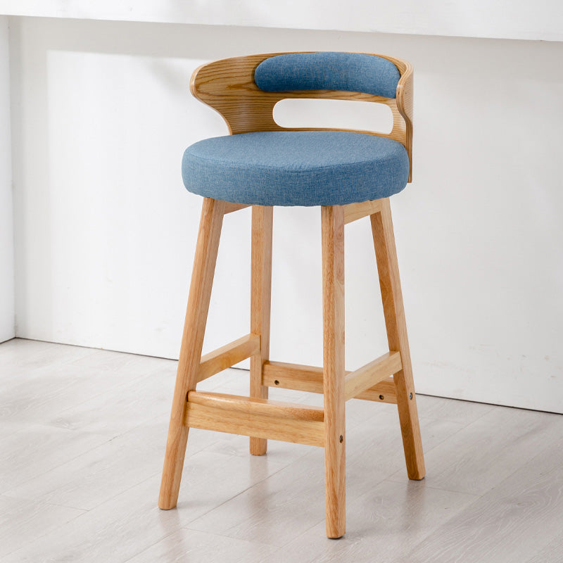 Contemporary Leather Solid Wood Barstools Bristol Bar Stool with Footrest and Low Back