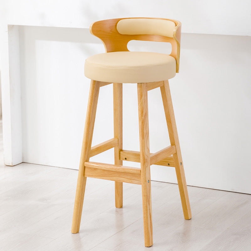Contemporary Leather Solid Wood Barstools Bristol Bar Stool with Footrest and Low Back