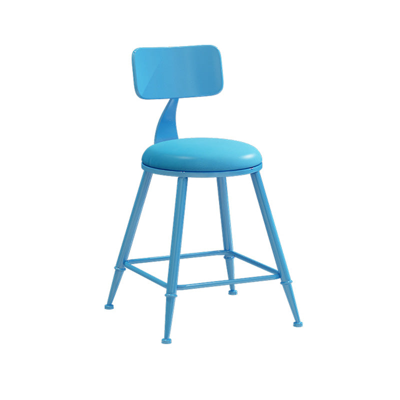 Modern Armless Backrest Counter Stool Iron Dessert Shop Bar Stool with Leather Cushion