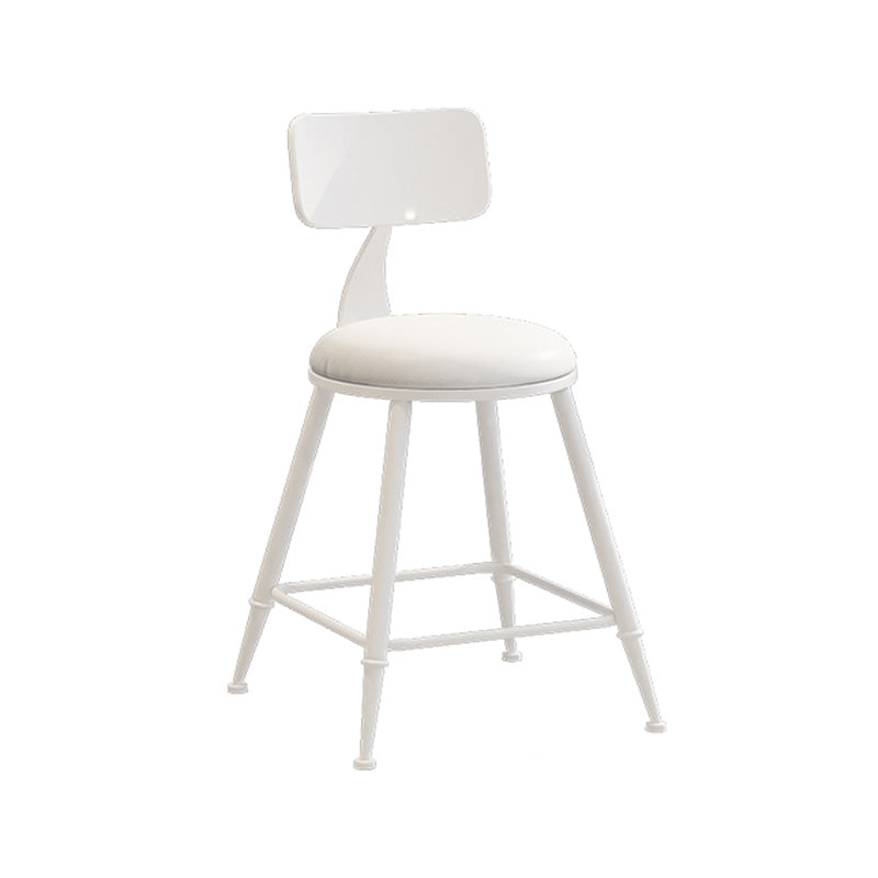 Modern Armless Backrest Counter Stool Iron Dessert Shop Bar Stool with Leather Cushion