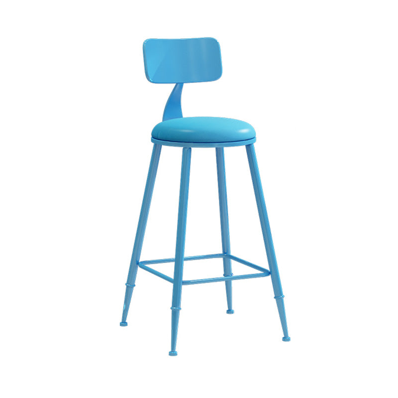 Modern Armless Backrest Counter Stool Iron Dessert Shop Bar Stool with Leather Cushion