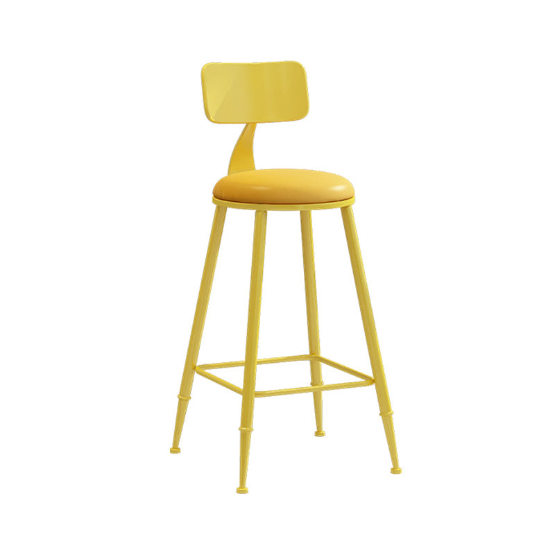 Modern Armless Backrest Counter Stool Iron Dessert Shop Bar Stool with Leather Cushion