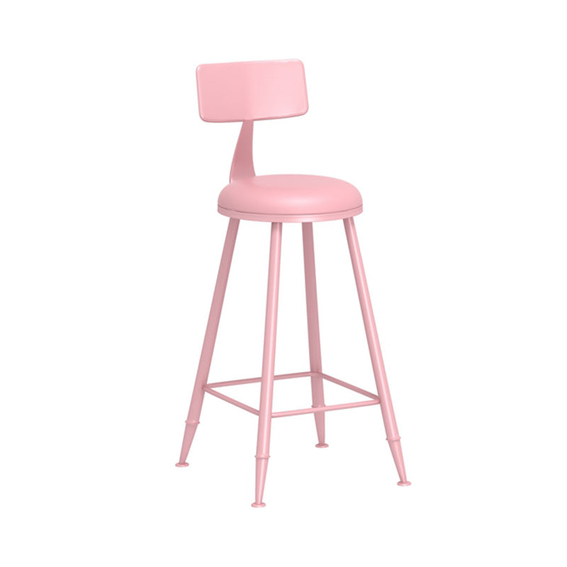 Modern Armless Backrest Counter Stool Iron Dessert Shop Bar Stool with Leather Cushion