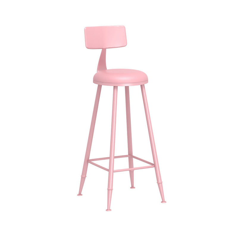 Modern Armless Backrest Counter Stool Iron Dessert Shop Bar Stool with Leather Cushion