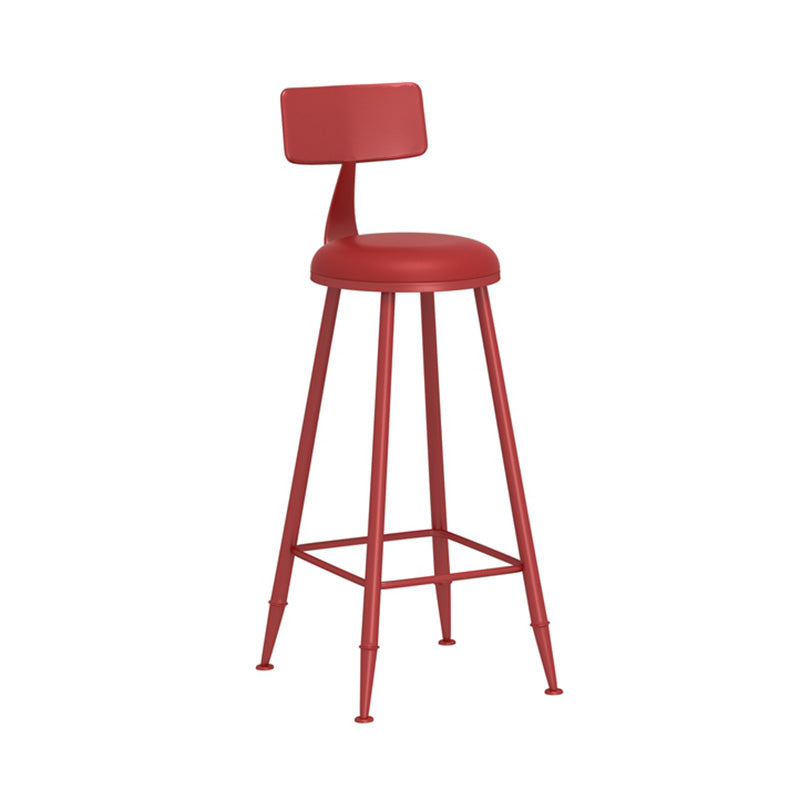 Modern Armless Backrest Counter Stool Iron Dessert Shop Bar Stool with Leather Cushion