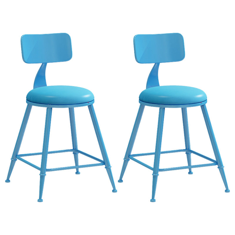 Modern Armless Backrest Counter Stool Iron Dessert Shop Bar Stool with Leather Cushion