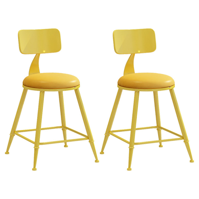 Modern Armless Backrest Counter Stool Iron Dessert Shop Bar Stool with Leather Cushion