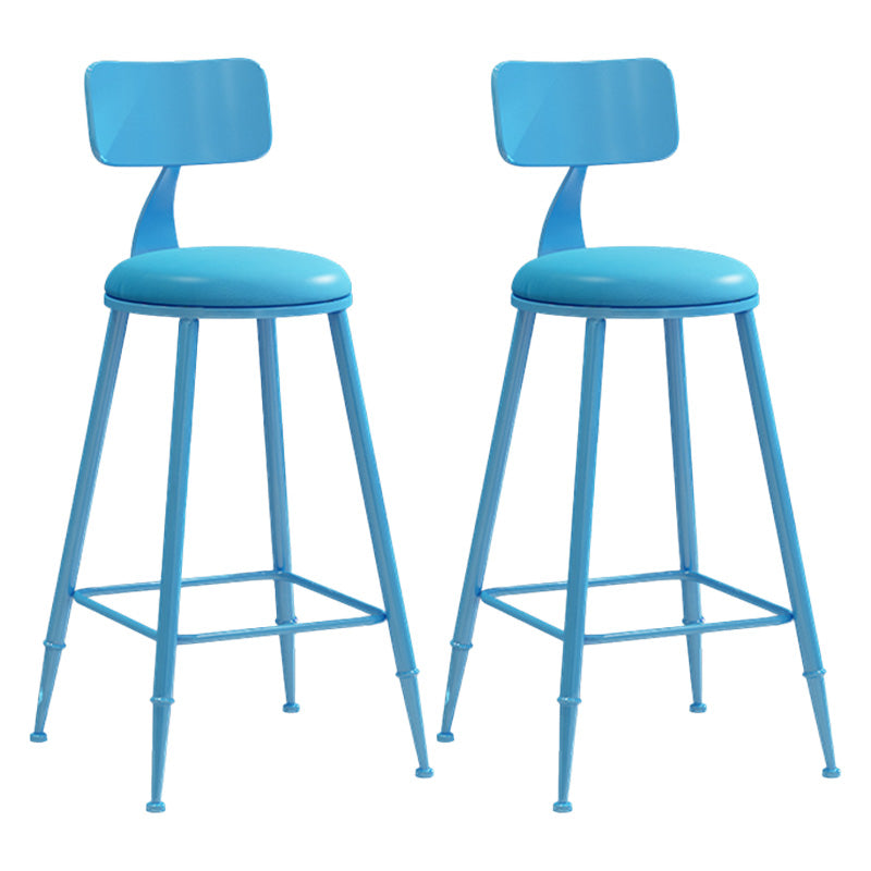 Modern Armless Backrest Counter Stool Iron Dessert Shop Bar Stool with Leather Cushion