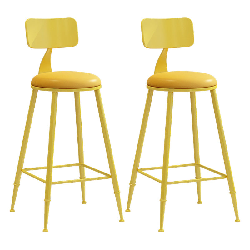 Modern Armless Backrest Counter Stool Iron Dessert Shop Bar Stool with Leather Cushion