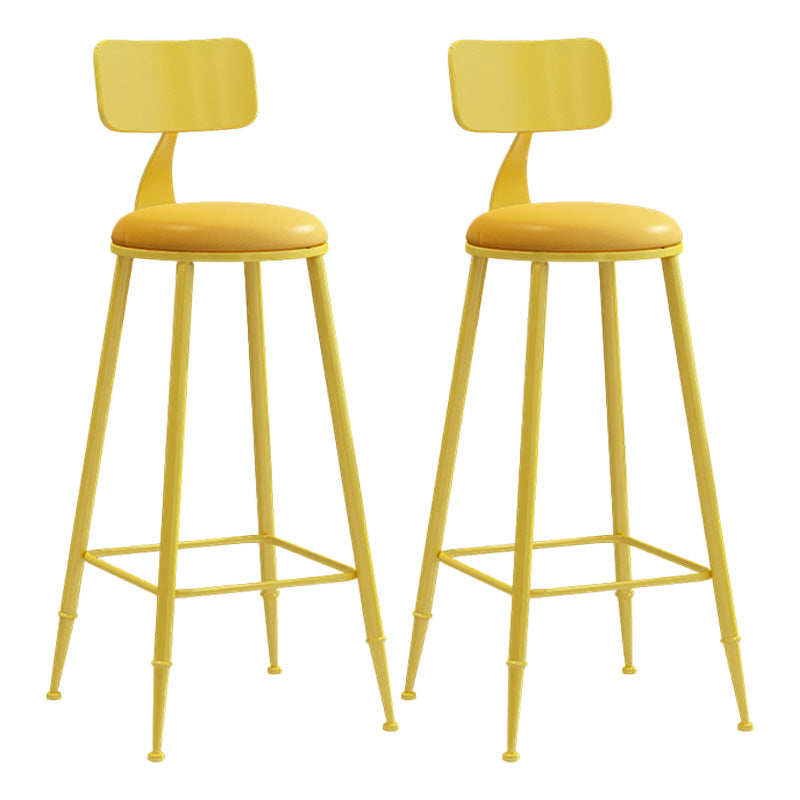 Modern Armless Backrest Counter Stool Iron Dessert Shop Bar Stool with Leather Cushion