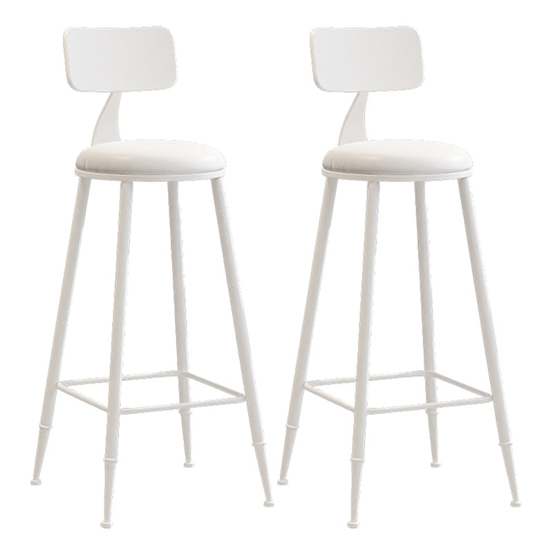 Modern Armless Backrest Counter Stool Iron Dessert Shop Bar Stool with Leather Cushion